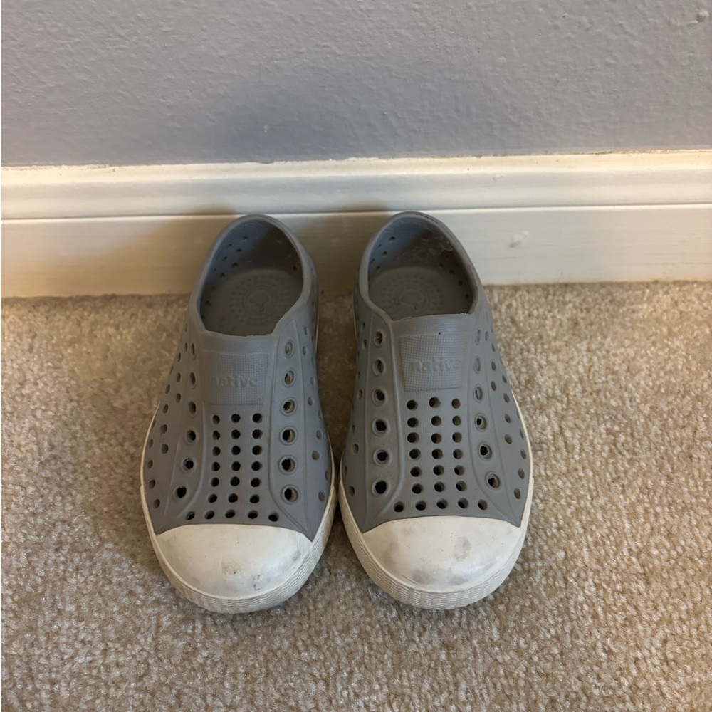 Native Gray and White Water Shoes Slip-On